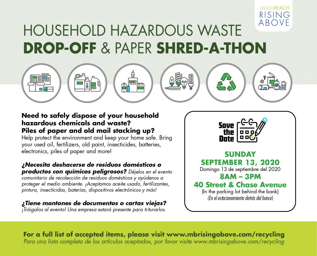 Household Hazardous Waste DropOff and Paper ShredaThon Miami Beach